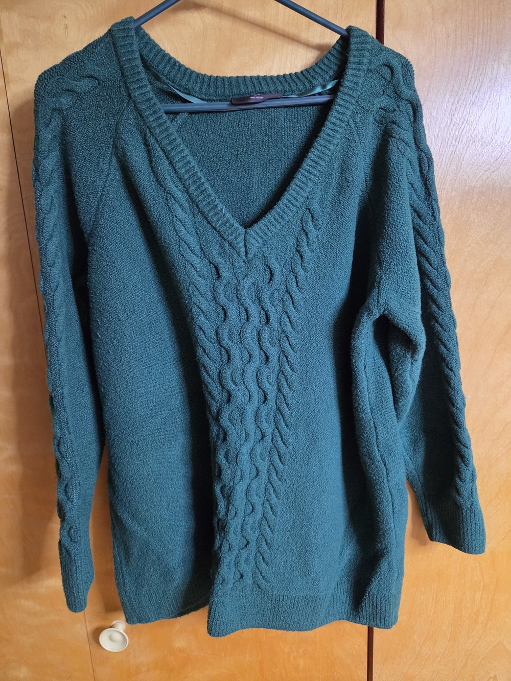 Lane Bryant Teal Cable-Knit V-Neck Sweater